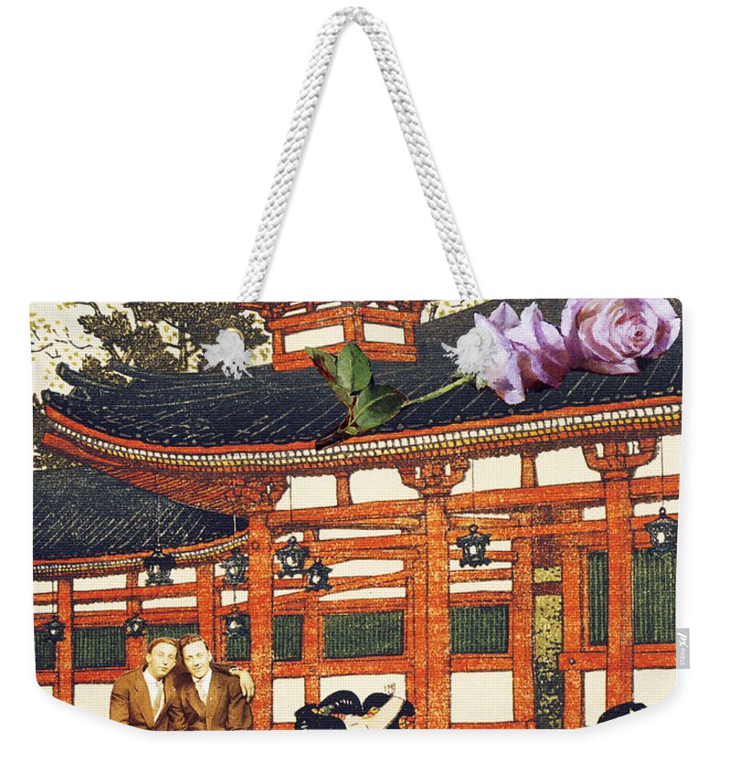 Collage Weekender Tote Bag featuring the digital art Maurice and Maxwell Honeymoon in Japan by John Vincent Palozzi
