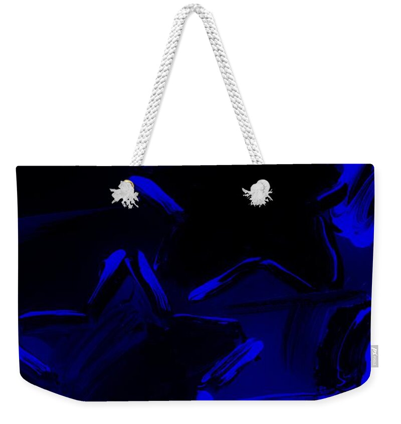 Modern Weekender Tote Bag featuring the photograph MAX TWO STARS in BLUE by Rob Hans