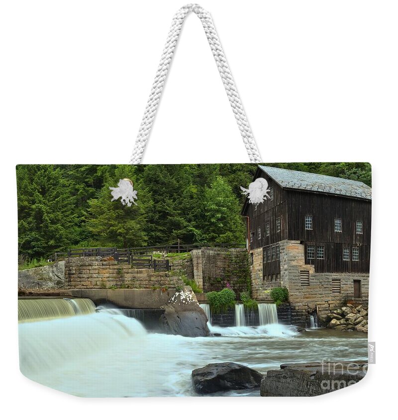 Mcconnells Mill State Park Weekender Tote Bag featuring the photograph McConnells Mill State Park Spillway by Adam Jewell