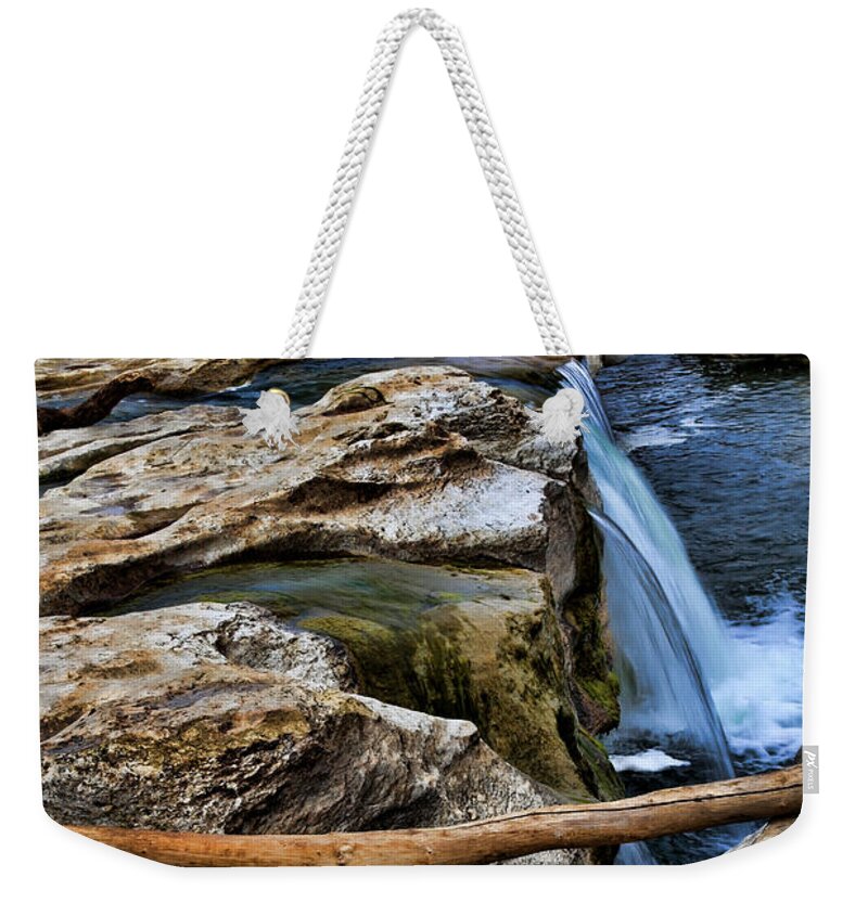 Mckinney Falls State Park Weekender Tote Bag featuring the photograph McKinney Falls State Park-Lower Falls 1 by Judy Vincent