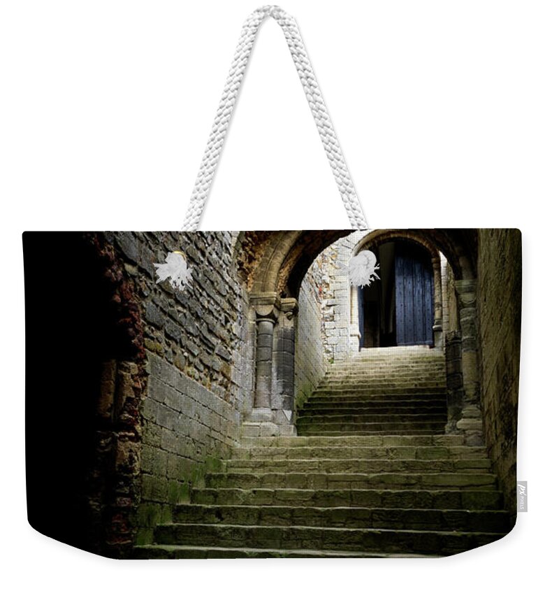 Arch Weekender Tote Bag featuring the photograph Medieval Staircase And Door Arches by Whitemay
