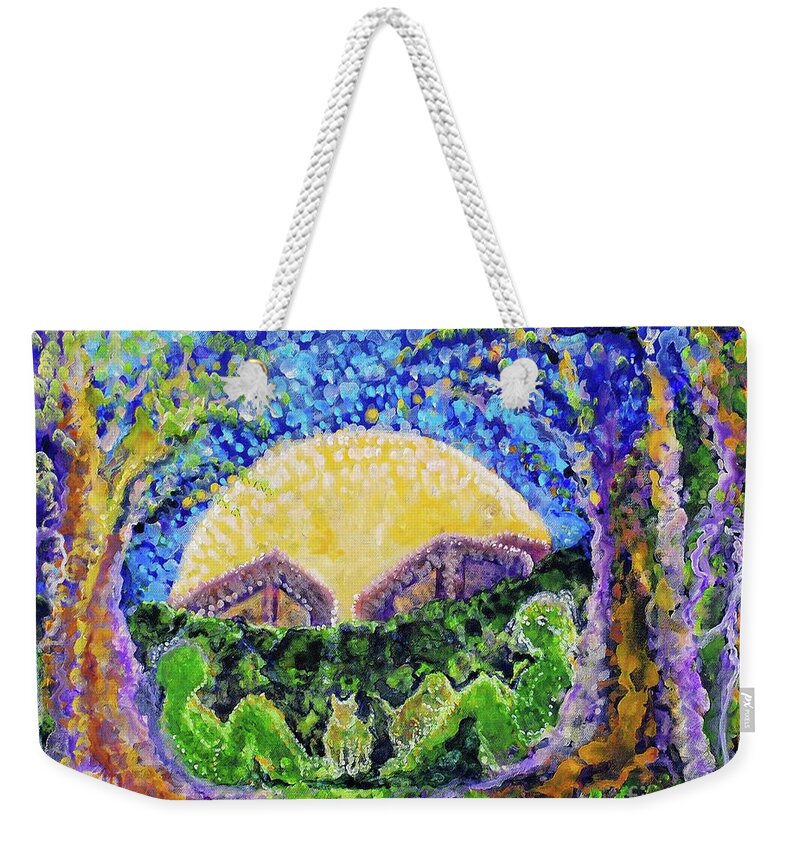 Moon Weekender Tote Bag featuring the painting Meet Me by Holly Carmichael