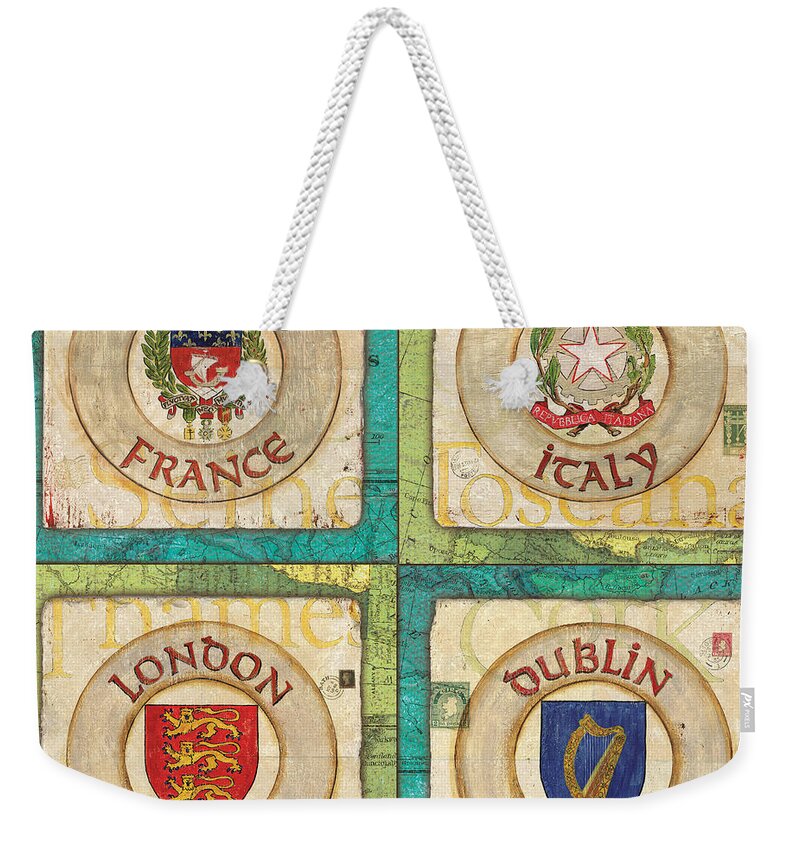 Maps Weekender Tote Bag featuring the painting Melting Pot Patch by Debbie DeWitt