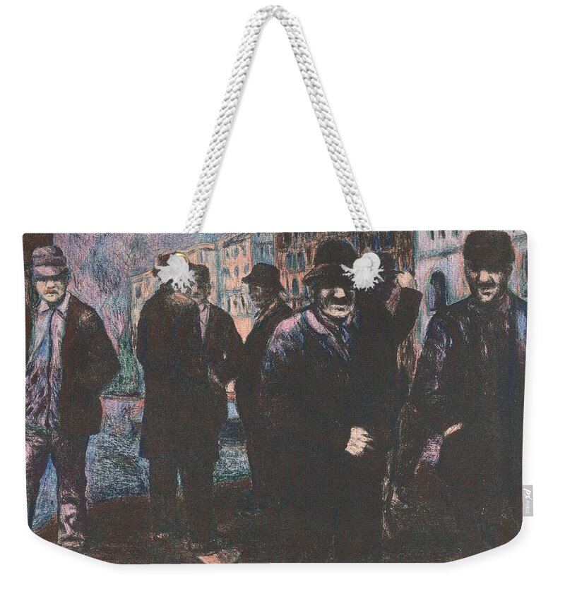 Men Weekender Tote Bag featuring the mixed media Men by Kendall Kessler
