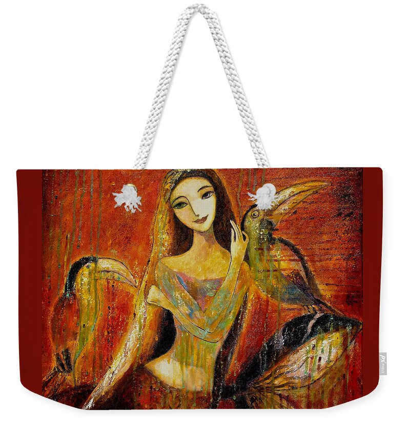 Mermaid Art Weekender Tote Bag featuring the painting Mermaid Bride by Shijun Munns