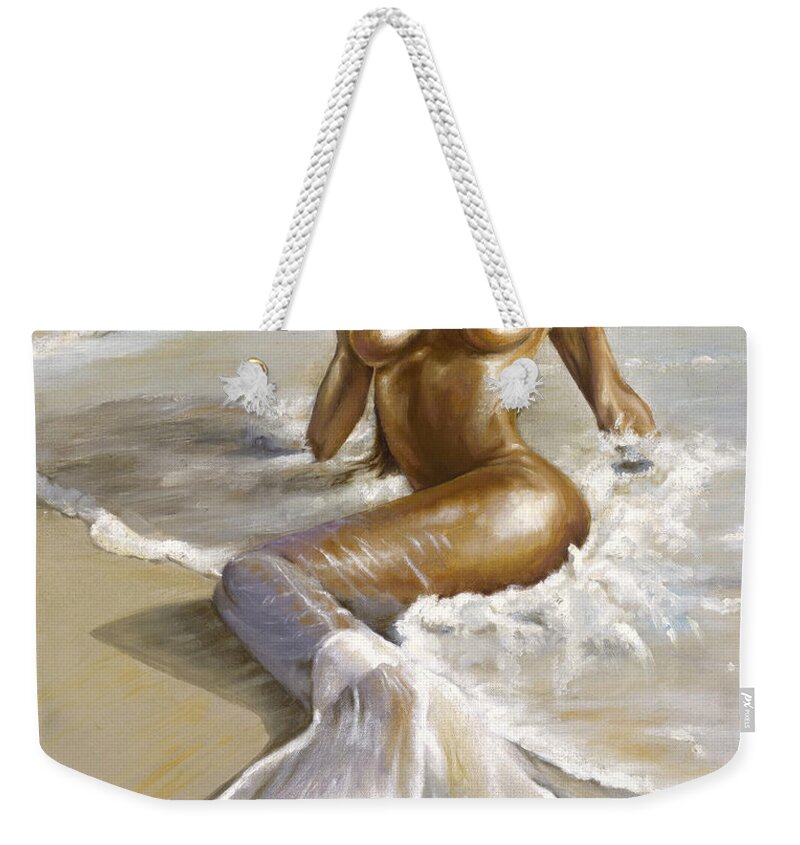 Mermaid Weekender Tote Bag featuring the painting Mermaid by Karina Llergo