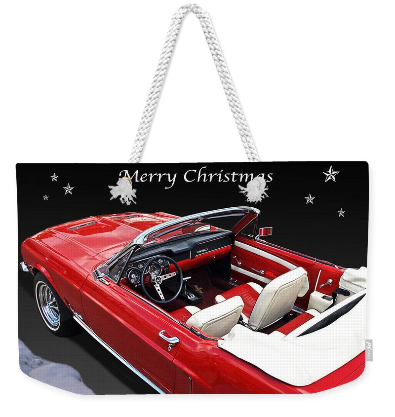 Christmas Card Weekender Tote Bag featuring the photograph Merry Christmas Mustang by Gill Billington