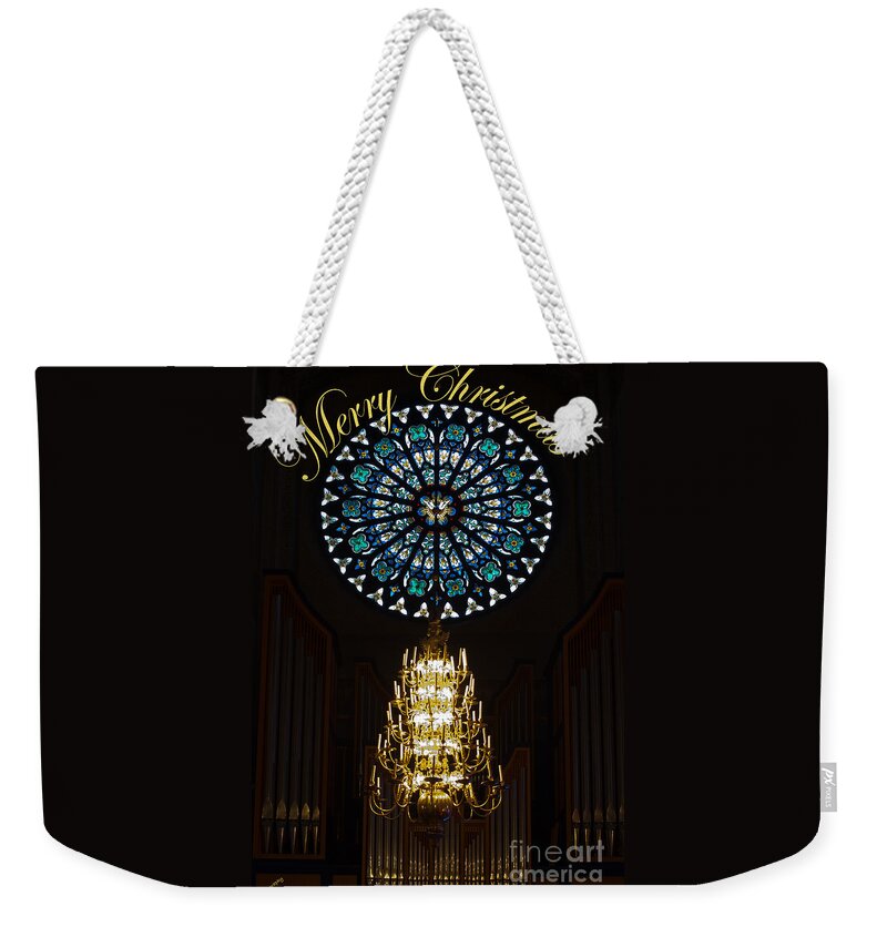 Merry Christmas Over The Rose Window Weekender Tote Bag featuring the photograph Merry Christmas by Torbjorn Swenelius