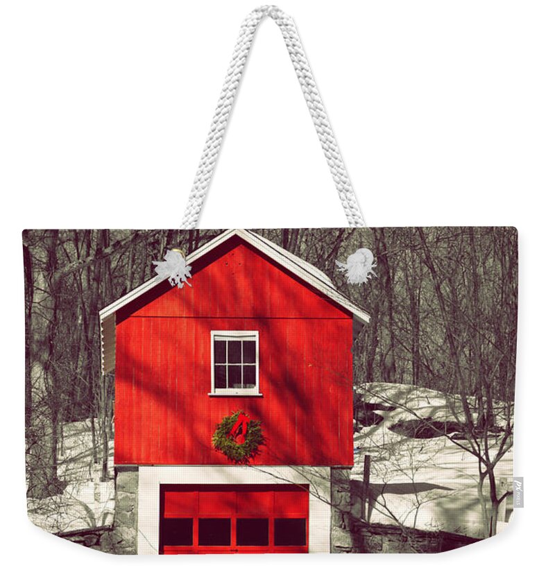 Winter Weekender Tote Bag featuring the photograph Merry Red by Karol Livote