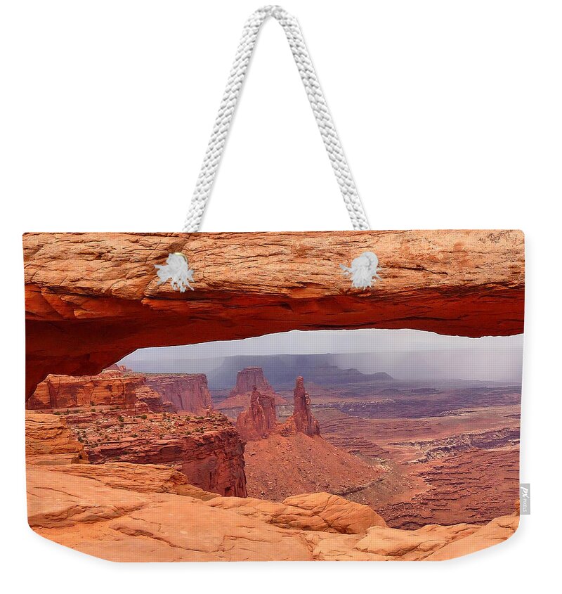 Mesa Arch Weekender Tote Bag featuring the photograph Mesa Arch in Canyonlands National Park by Mitchell R Grosky