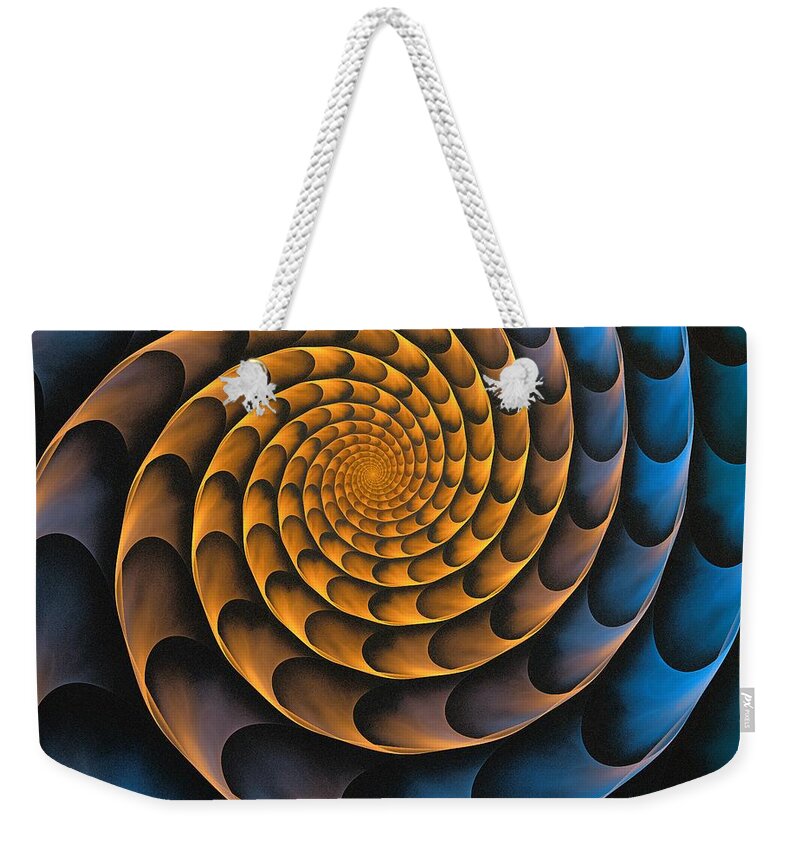 Metal Weekender Tote Bag featuring the digital art Metal Spiral by Anastasiya Malakhova