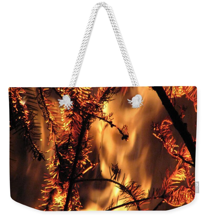 Fire Weekender Tote Bag featuring the photograph Metamorphosis by Rory Siegel