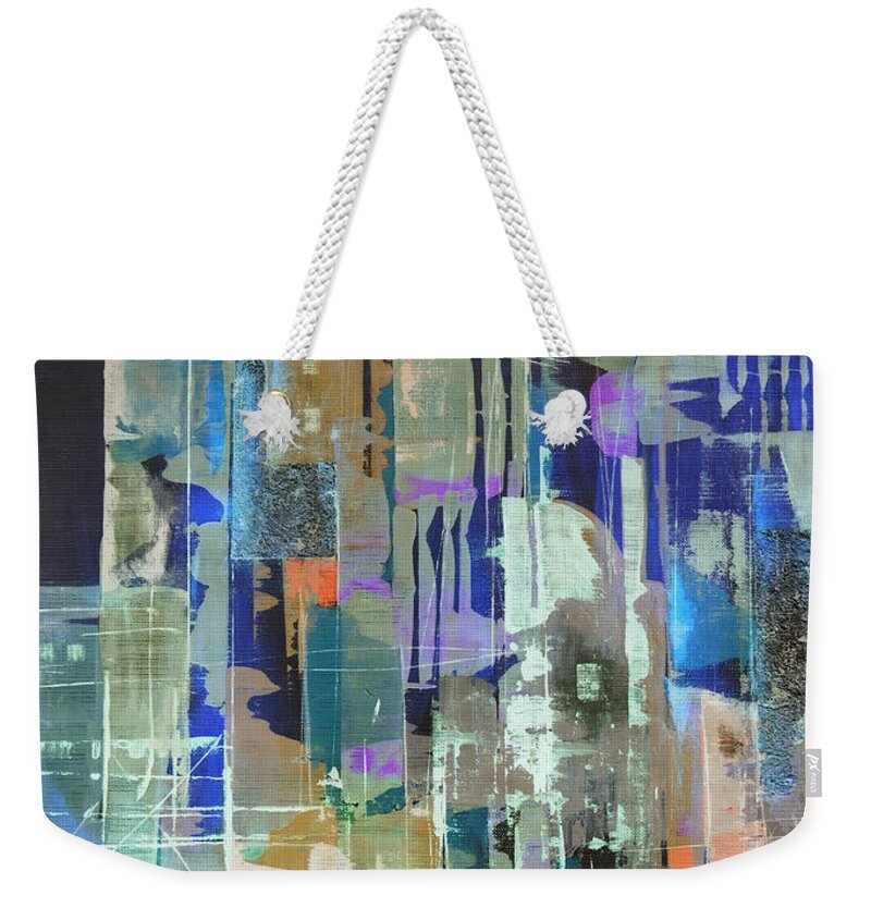 City Weekender Tote Bag featuring the painting Metropolis by Katie Black