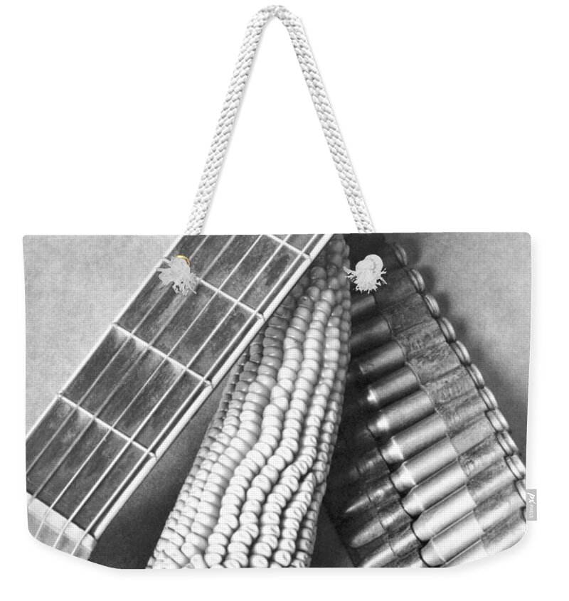 Photography Weekender Tote Bag featuring the photograph Mexican Revolution, Guitar, Corn by Tina Modotti