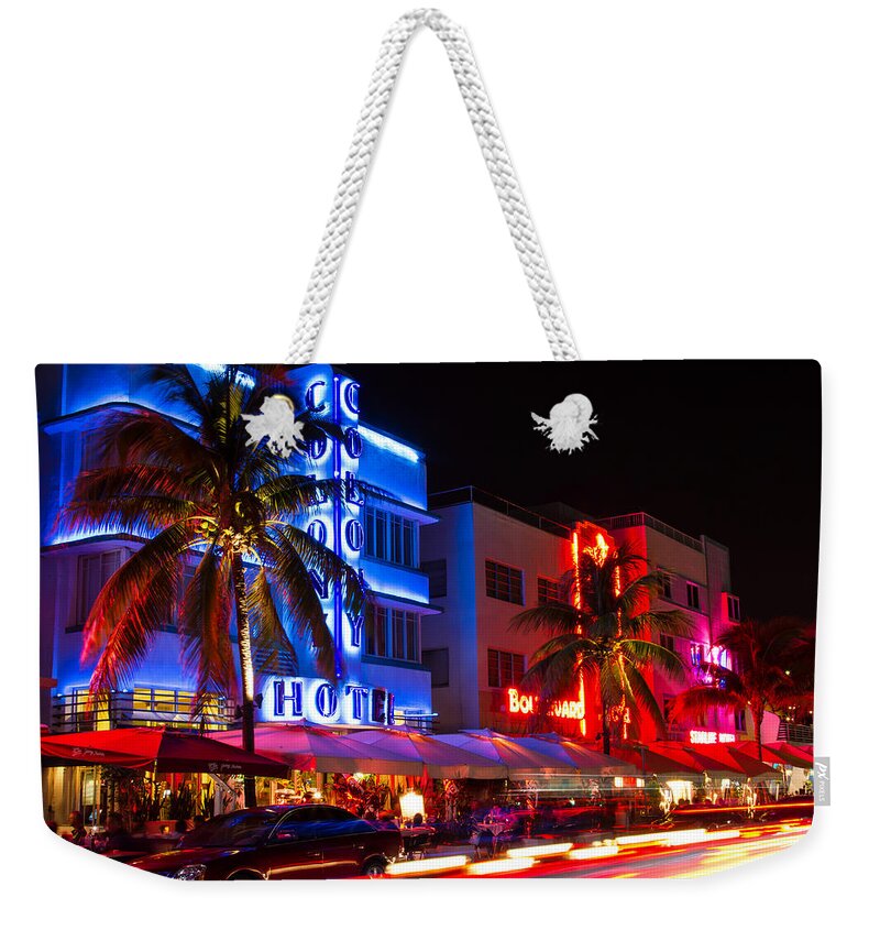 Florida Weekender Tote Bag featuring the photograph Miami Beach Ocean Drive by Stefan Mazzola