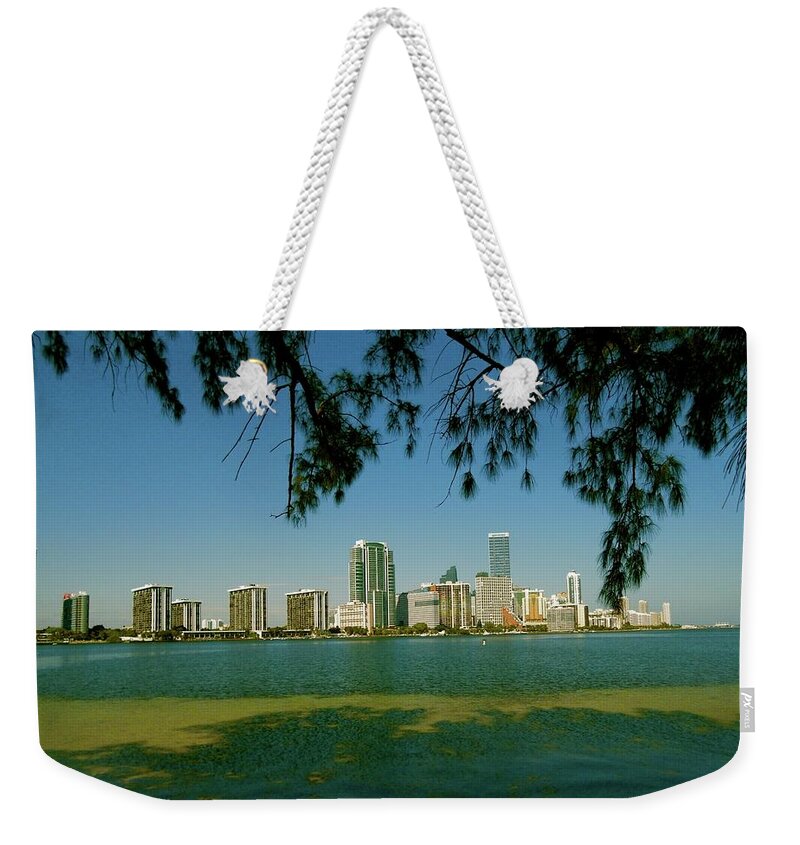 City Us Prints Weekender Tote Bag featuring the photograph Miami Skyline by Monique Wegmueller