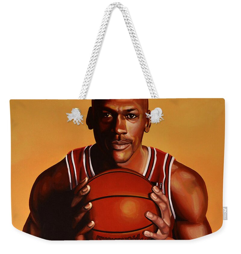 Michael Jordan Weekender Tote Bag featuring the painting Michael Jordan 2 by Paul Meijering