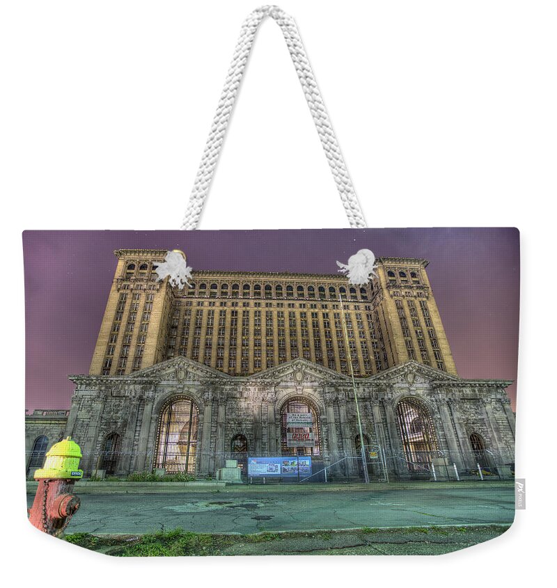 Michigan Central Station Weekender Tote Bag featuring the photograph Michigan Central Station Detroit MI by A And N Art