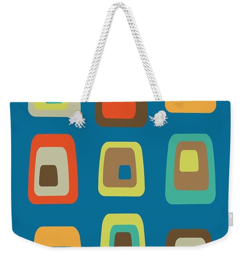 Abstract Weekender Tote Bag featuring the digital art Mid Century Modern Oblongs by Donna Mibus