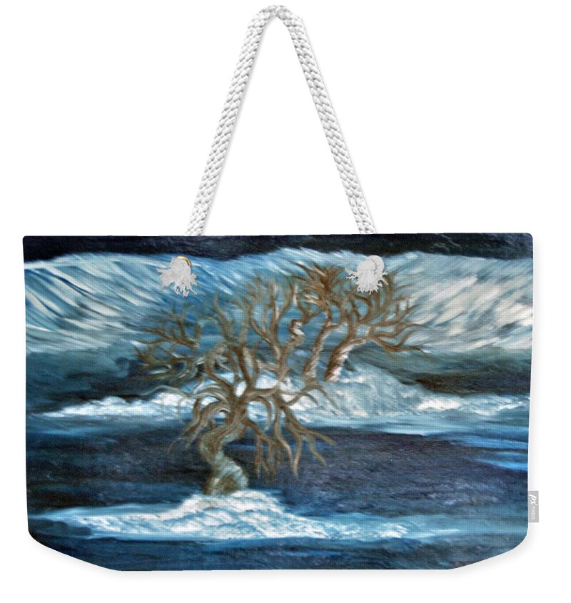  Weekender Tote Bag featuring the painting Midnight Above Three Trees by Suzanne Surber