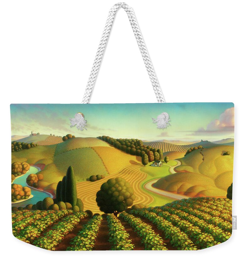 Vineyard Weekender Tote Bag featuring the painting Midwest Vineyard by Robin Moline
