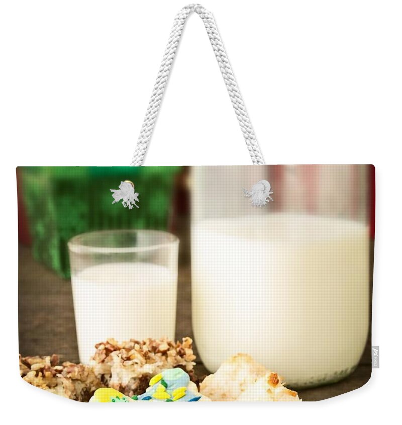 Christmas Weekender Tote Bag featuring the photograph Milk and Cookies by Edward Fielding