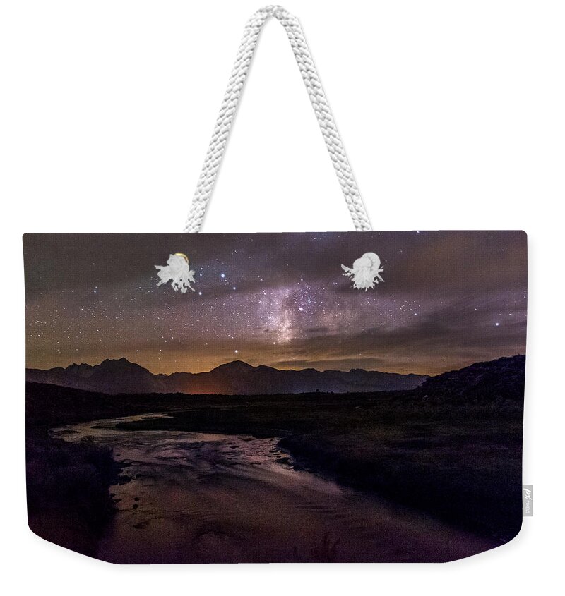 California Weekender Tote Bag featuring the photograph Milky Way at Hot Creek by Cat Connor