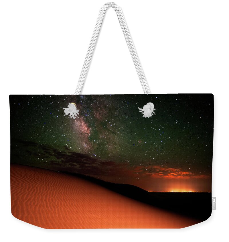 Sand Dune Weekender Tote Bag featuring the photograph Milky Way Gold From Sand Dunes Colorado by Mike Berenson / Colorado Captures