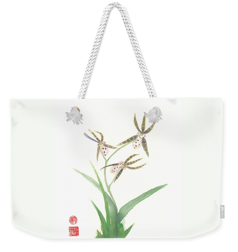 Japanese Weekender Tote Bag featuring the painting Miltonia Orchid by Terri Harris
