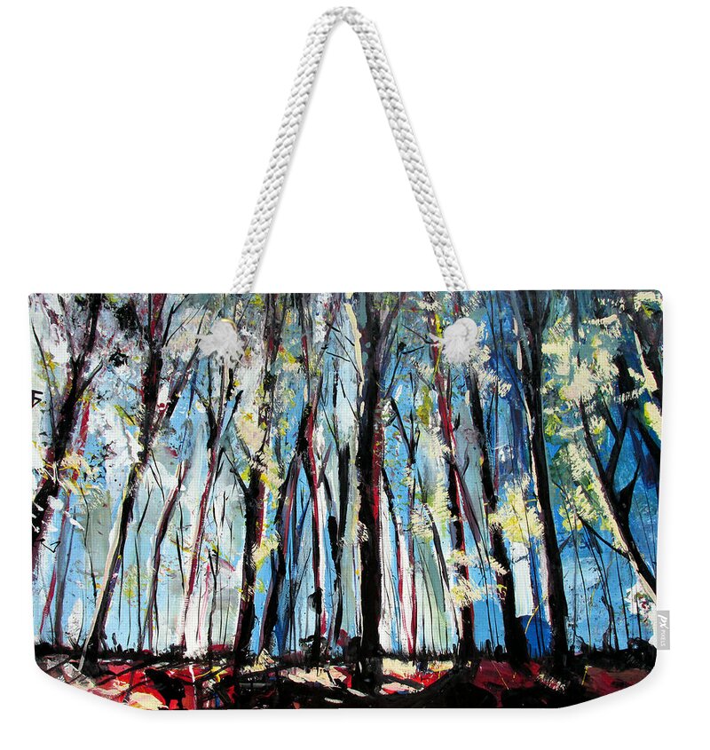 John Gholson Weekender Tote Bag featuring the painting Mind Through The Trees And In The Clouds by John Gholson