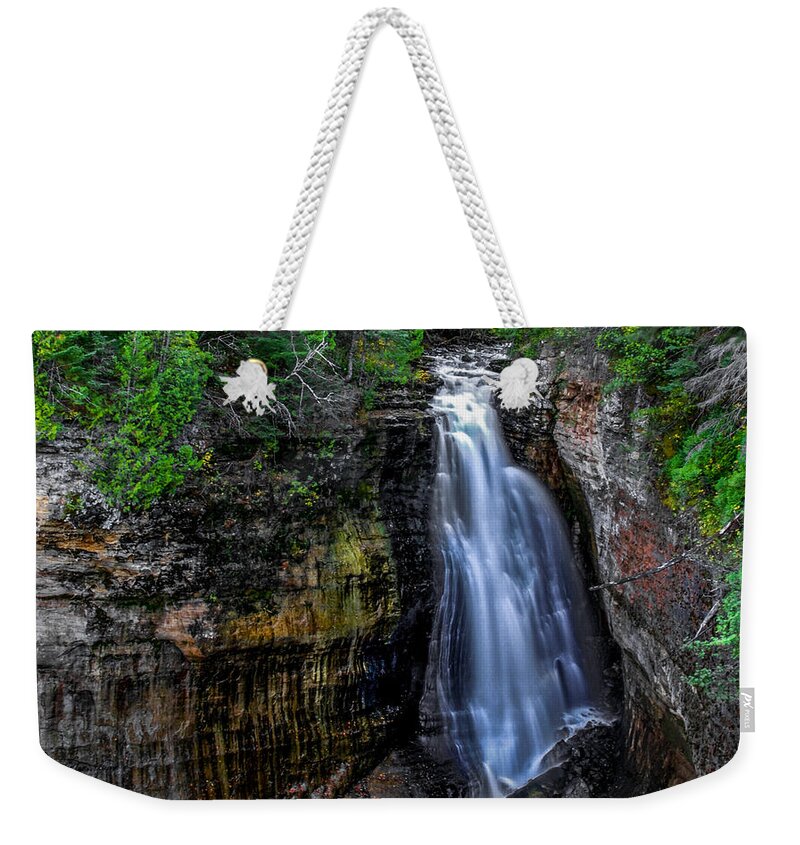 Optical Playground By Mp Ray Weekender Tote Bag featuring the photograph Miners Falls I by Optical Playground By MP Ray