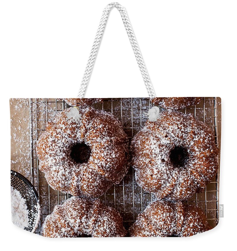 San Francisco Weekender Tote Bag featuring the photograph Mini Vegan Lemon Coconut Bundt Cakes by One Girl In The Kitchen