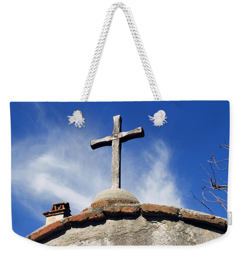 Religious Weekender Tote Bag featuring the photograph Mission Cross by Shoal Hollingsworth