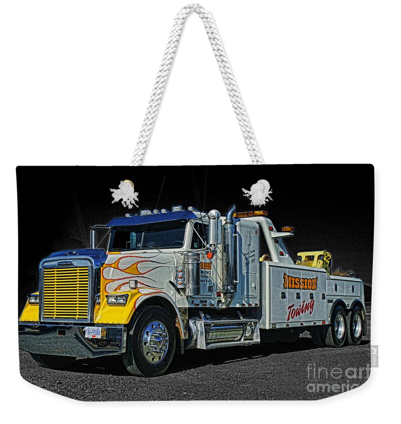 Trucks Weekender Tote Bag featuring the photograph Mission Towing HDRCATR2999-13 by Randy Harris