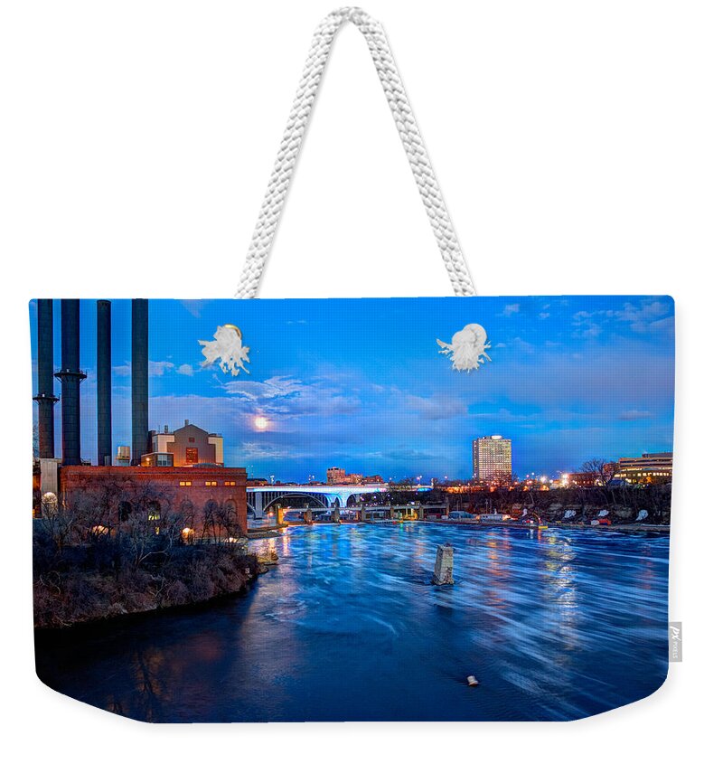 Mn River Weekender Tote Bag featuring the photograph Mississippi Moonlight by Amanda Stadther
