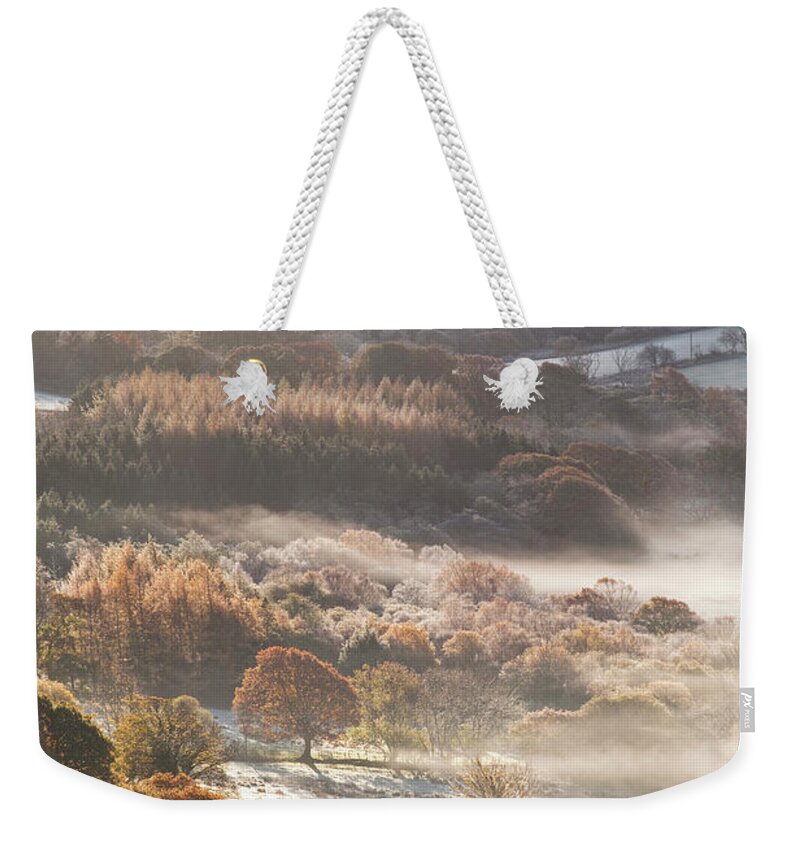 Scenics Weekender Tote Bag featuring the photograph Mist Over The Loweswater Area Of The by Julian Elliott Photography