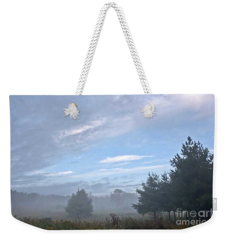  Weekender Tote Bag featuring the photograph Misty Monday by Cheryl Baxter