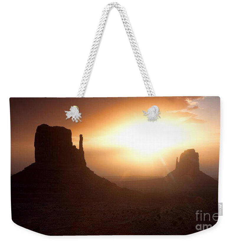 Utah Weekender Tote Bag featuring the photograph Mitten Sunrise by Jim Garrison