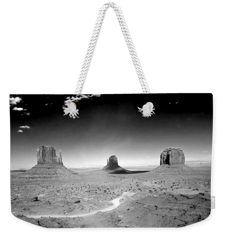 Mittens Weekender Tote Bag featuring the photograph Mittens and Merrick Blacknwhite by Randall Branham