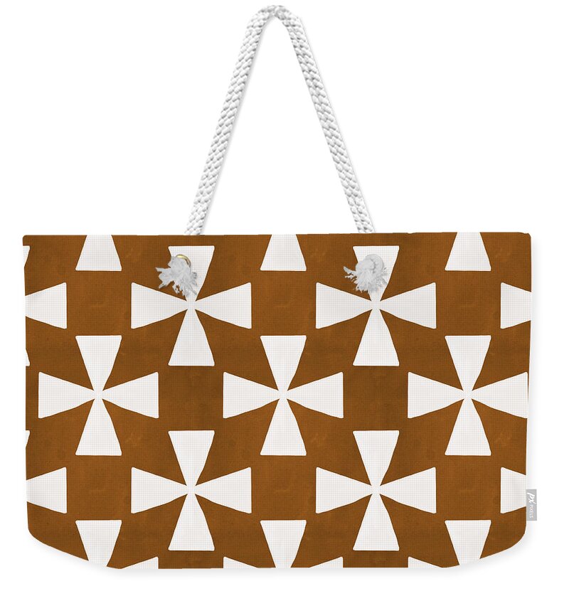 Pattern Weekender Tote Bag featuring the painting Mocha Twirl by Linda Woods