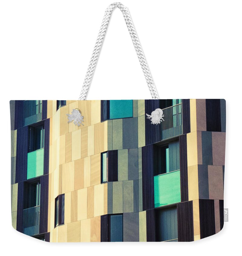 Abstract Weekender Tote Bag featuring the photograph Modern facade by Silvia Ganora