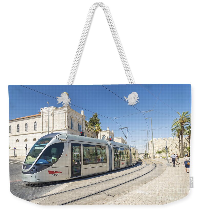 Ancient Weekender Tote Bag featuring the photograph Modern Tram In Central Jerusalem Israel by JM Travel Photography