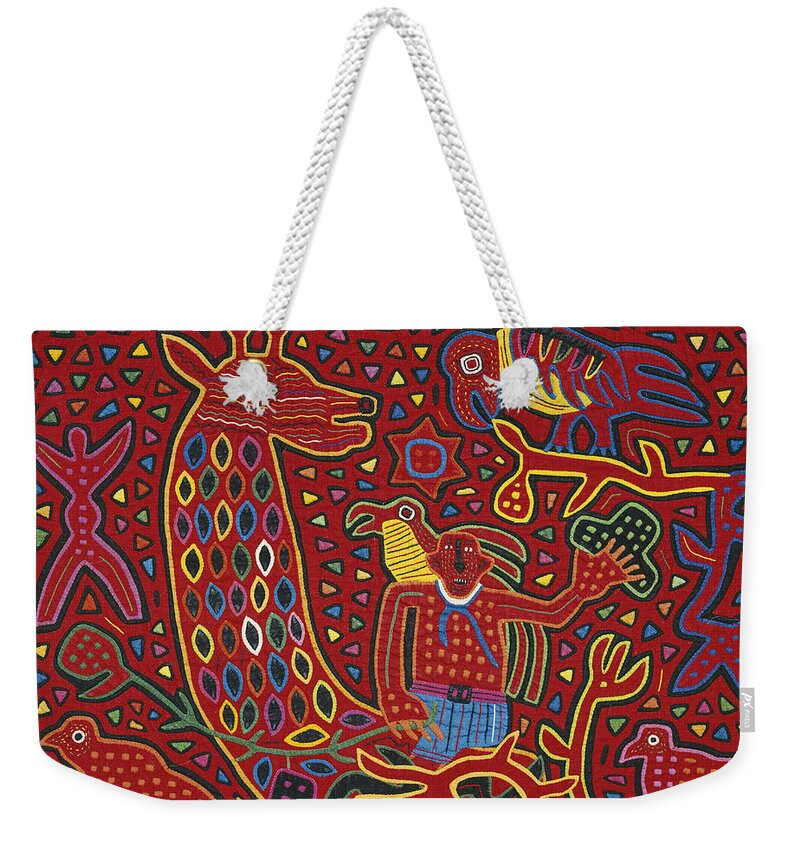 Applique Weekender Tote Bag featuring the photograph Mola Textile, Panama by George Holton