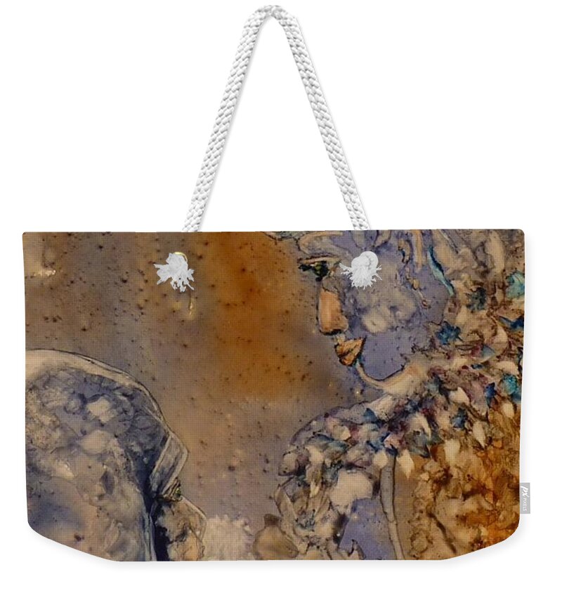 Ksg Weekender Tote Bag featuring the painting Mommy it's Cold by Kim Shuckhart Gunns