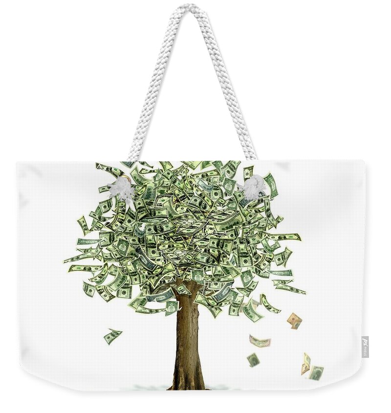 Money Doesn't Grow On Trees Weekender Tote Bag featuring the digital art Money Tree, Conceptual Artwork by Leonello Calvetti