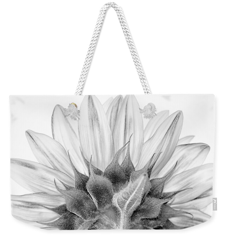  Black Weekender Tote Bag featuring the photograph Monochrome Sunflower by Stelios Kleanthous