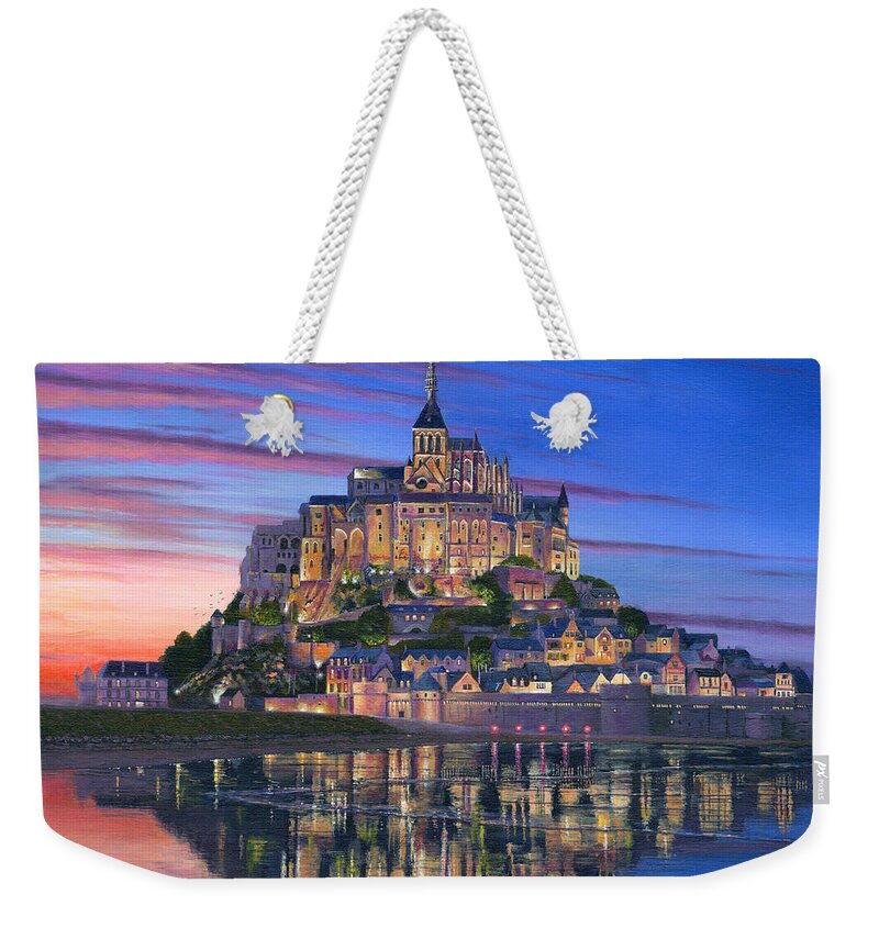Architecture Art Weekender Tote Bag featuring the painting Mont Saint-Michel Soir by Richard Harpum