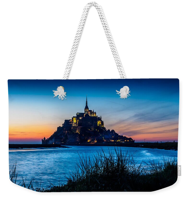 France Weekender Tote Bag featuring the photograph Mont St Michel Sunset by Mark Llewellyn