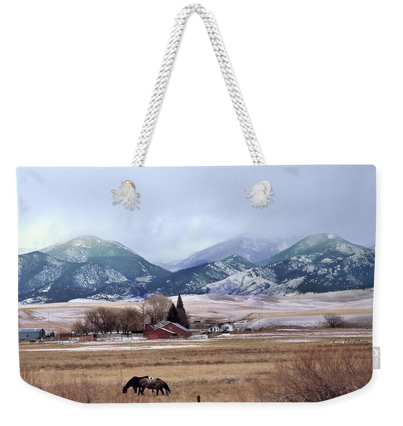 Montana Ranch Weekender Tote Bag featuring the photograph Montana Ranch - 1 by Kae Cheatham