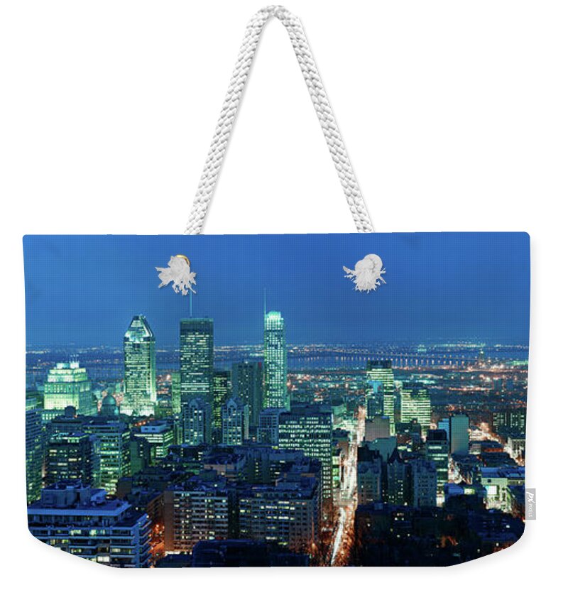 Scenics Weekender Tote Bag featuring the photograph Montreal Downtown At Night. Very Large by Costint